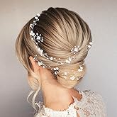 Bridal Wedding Hair Vine,Extra Long Pearl and Crystal Beads Bride Head Piece,Silver Hair Accessories for Women and Girls (Silver)