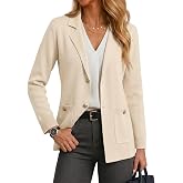 Cicy Bell Womens Sweater Blazers Business Casual Long Sleeve Work Cardigan | Open Front, Dressy Casual, Knit Suit Jackets, Button Down, Collar Lapel, Front Pockets