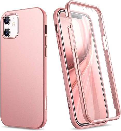 Amazon Com Suritch Compatible With Iphone 12 Mini Case Built In Screen Protector Full Body Protection Shockproof Rugged Bumper Soft Silicone Slim Protective Cover For Iphone 12 Mini 5 4 Inch Rose Gold