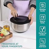Navaris Salad Spinner with Lid Stainless Steel 5 Discs Colander Drying view 3