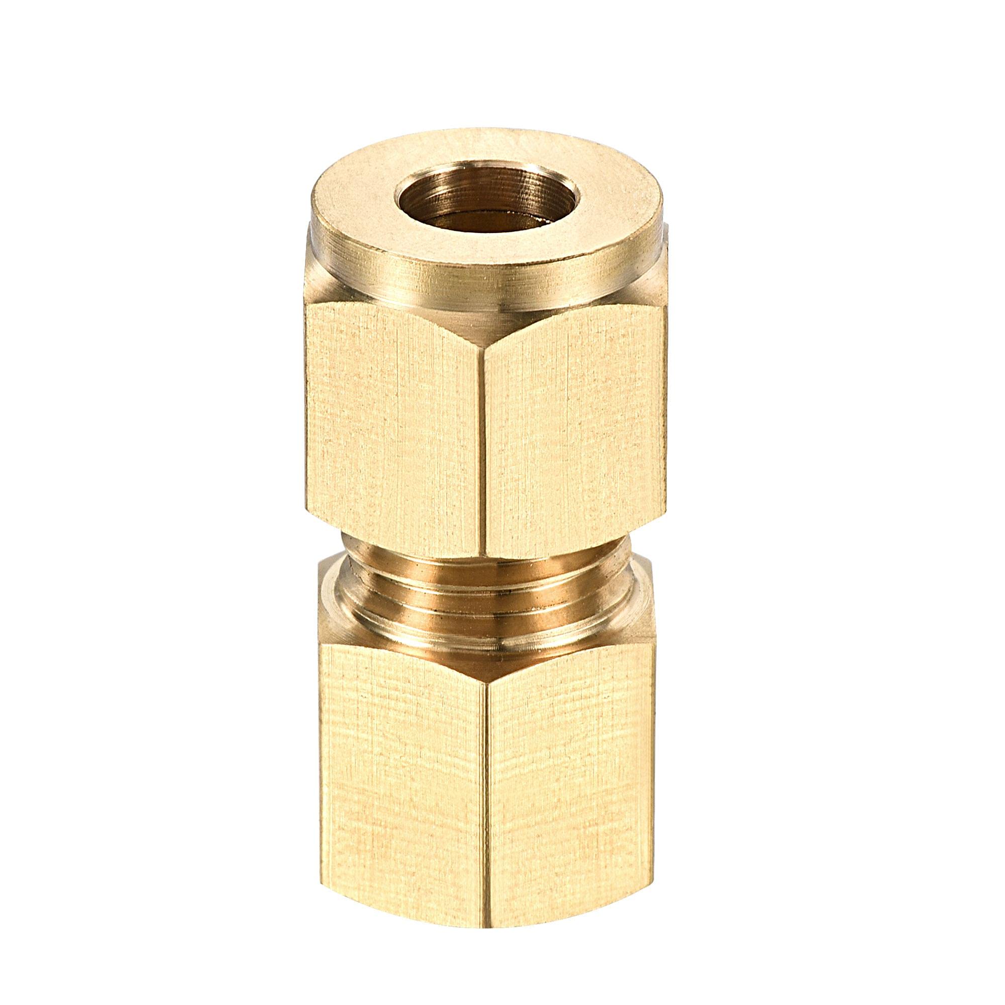 sourcing map Compression Tube Fitting M12x1mm Female Thread x 8mm Tube OD Straight Coupling Adapter Brass, Copper
