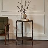 GIUSDOLA Accent Wood End Table, 2-Tier Round Bedside Table, Natural Side Table Nightstand for Family, Bedroom, Living Room, H