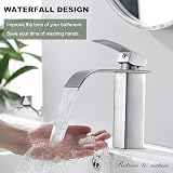 Wasserrhythm Waterfall Basin Tap Chrome Brass Mixer with Pop Up Waste Square UK view 2