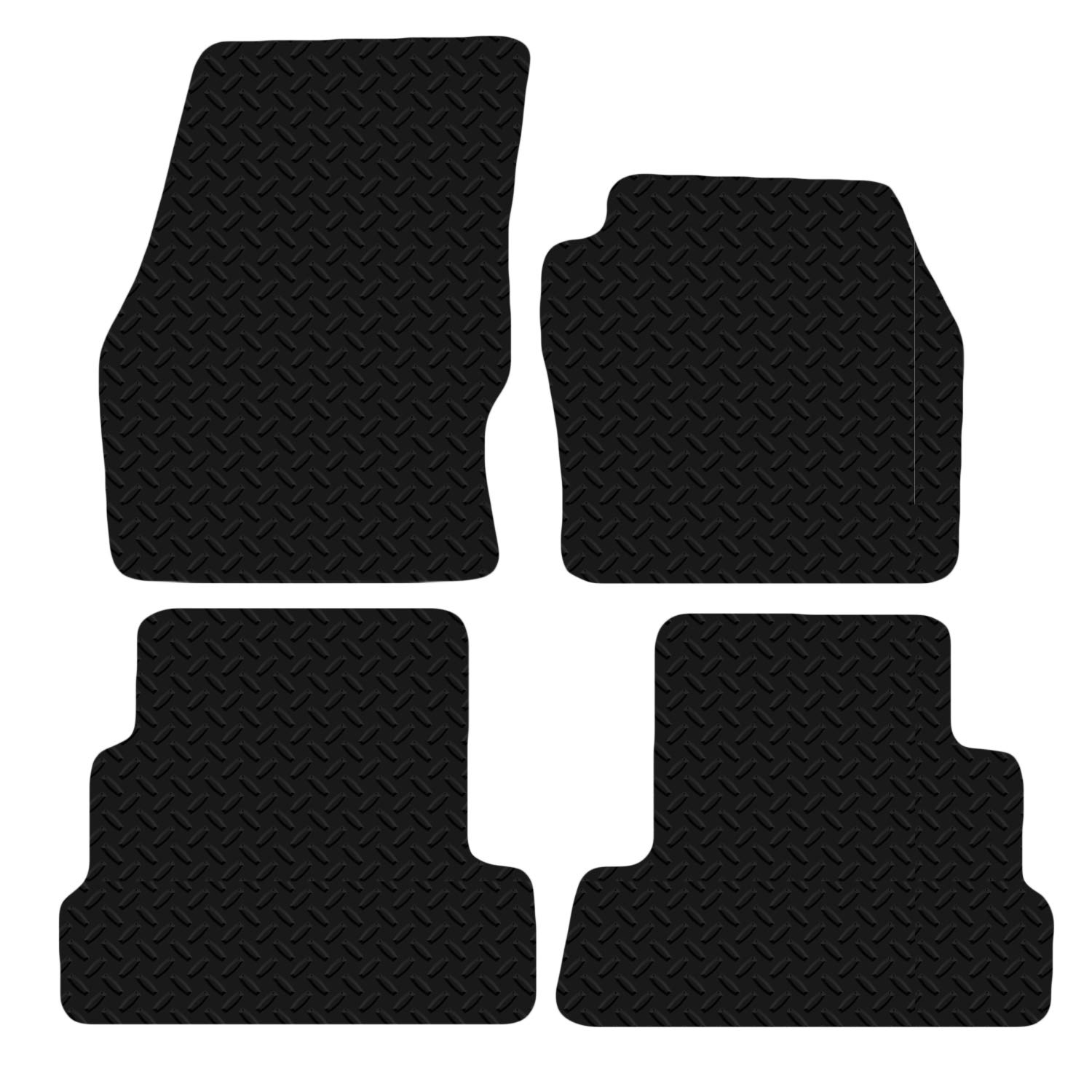 Carsio Car Mats For Ford Kuga 2015 - Onwards 3mm 4pc Set Tailored Fit Rubber Floor Mat Complete Accessory Black Custom Fitted - Anti-Slip Backing, Heavy Duty & Waterproof