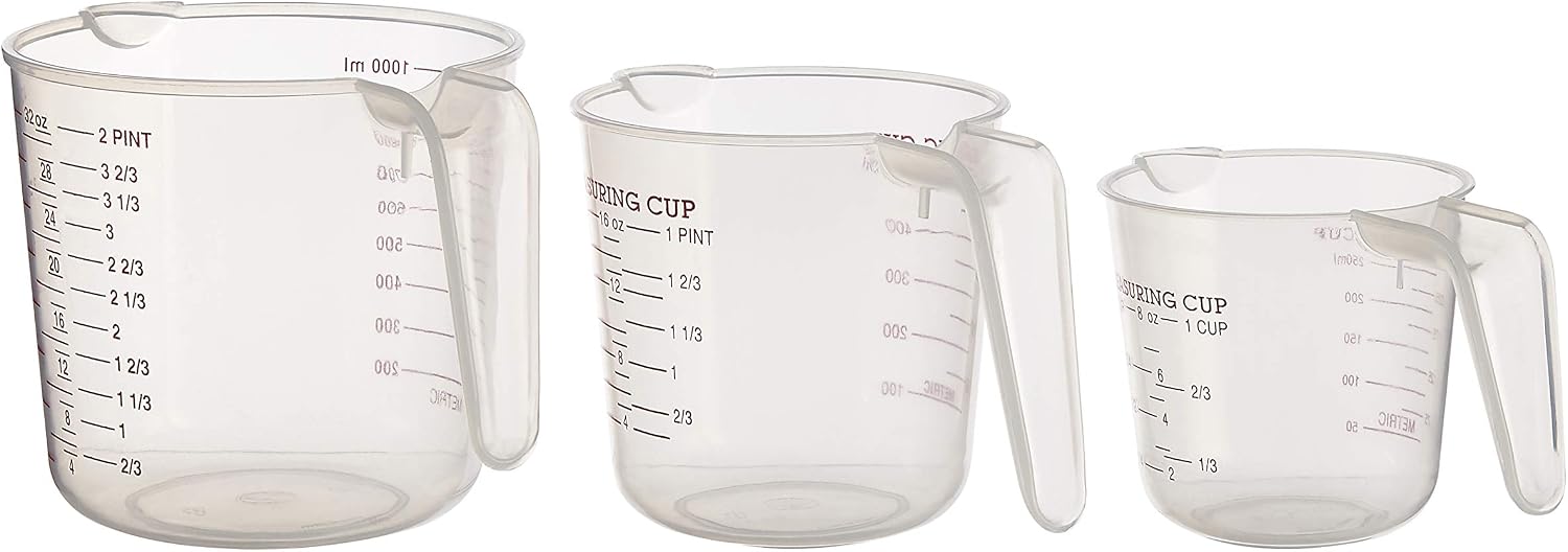 Measuring Jugs, Clear Plastic, Set of 3, Transparent - Image 4