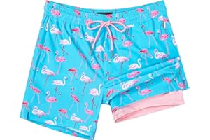 SURF CUZ Mens Swim Trunks with Compression Liner Swimming Trunks 5 Inch Bathing Suit Quick Dry Swim Shorts