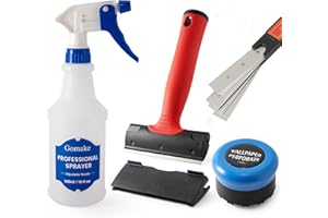 Gomake Wallpaper Remove Tool Set With Perforating Scoring Tool,Spray Bottle,4 inch Razor Blade Scraper Sticker Remover to Peel Contact Paper Vinyl Backsplash Window Film Wallpaper Adhesive