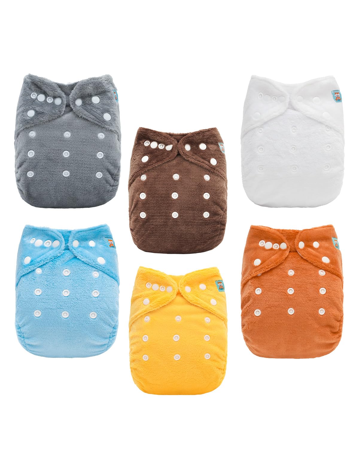 ALVABABY 6 Pack Baby Cloth Diapers Warm for Autumn and Winter with 6pcs 4-Layers Rayon from Bamboo Inserts,Cloth Diaper Covers Adjustable Washable Reusable for Baby Girls and Boys 6BMR01 Image