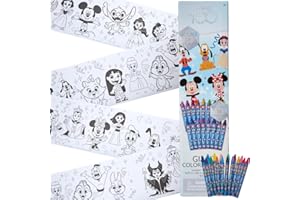INNOVATIVE DESIGNS Disney 100 Giant Coloring Roll Set with 20 Crayons, 20 ft Drawing Paper for Kids