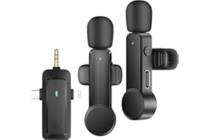 BZXZB Wireless Lavalier Microphone for iPhone Android Camera – Cordless Lapel Mics for Video Recording, Live Streaming, YouTu