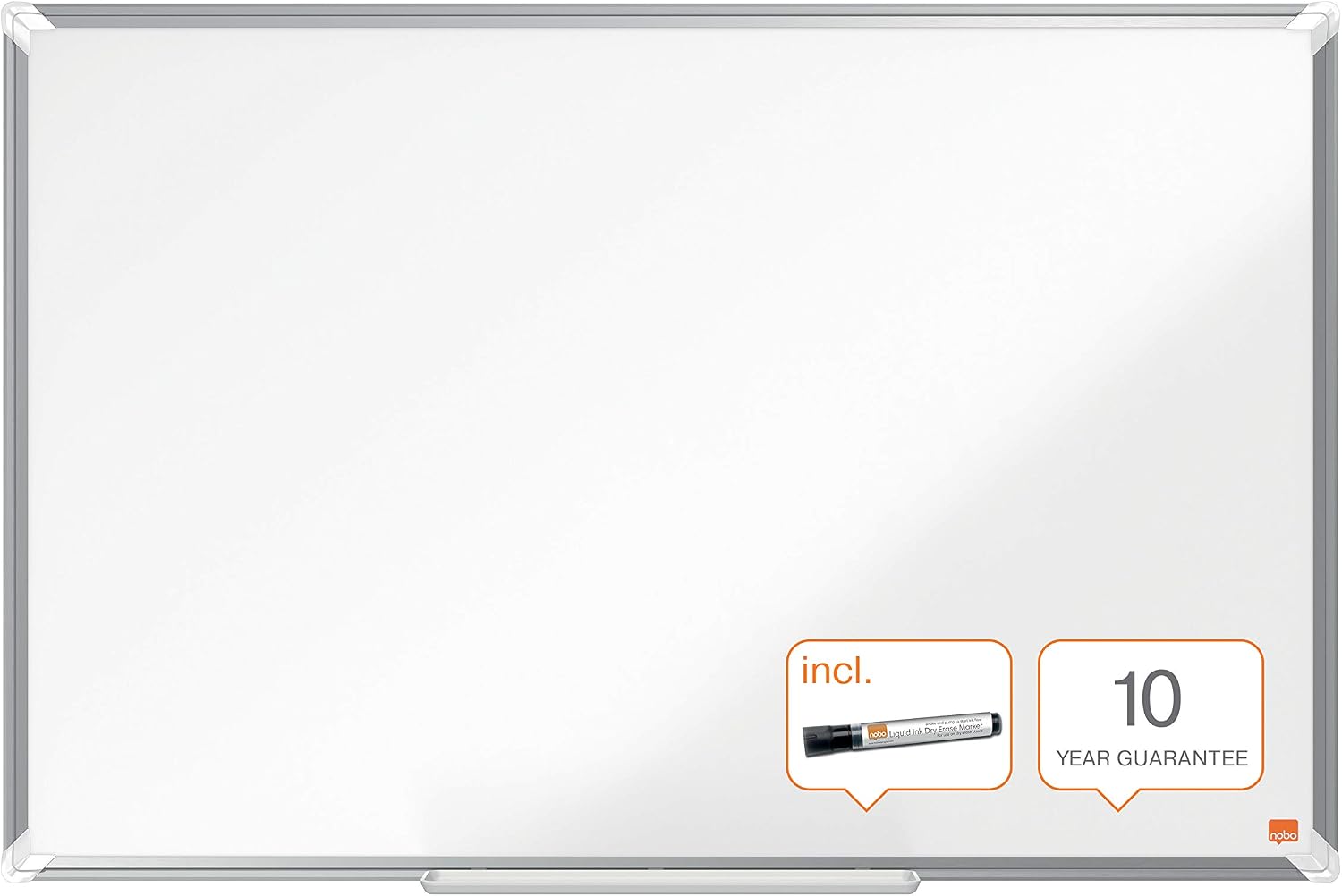Nobo Melamine Whiteboard, Non-Magnetic, 900 x 600mm, Aluminium Trim, Corner Wall Mounting, Includes Whiteboard Pen - Image 3
