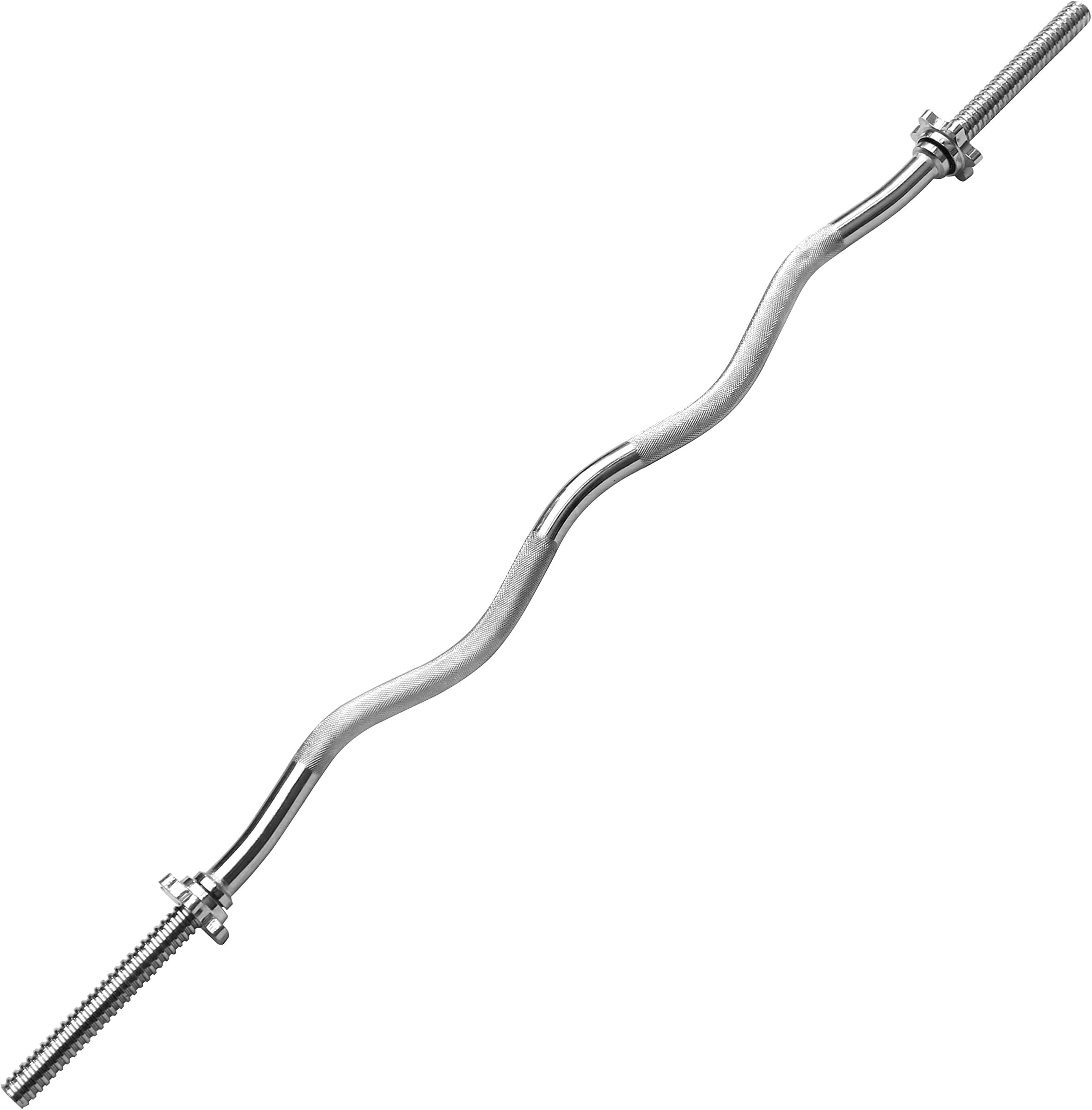 PROIRON Barbell Weight Bars 47 Inch EZ Curl Spinlock Threaded Standard Bar Regular Solid Steel bar with Spinlock Collars 1200mm