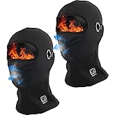 Kewig Balaclava Ski Mask with Glasses Holes for Men Women, Winter Face Mask Thermal Cover for Cold Weather for Motorcycle Snowboard Cycling-2PCS Black