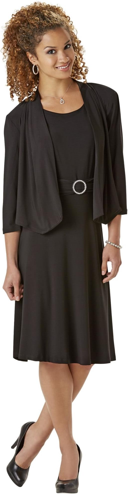 Westside Plus Womens 2 Piece Rhinestone Buckle Dress And Jacket