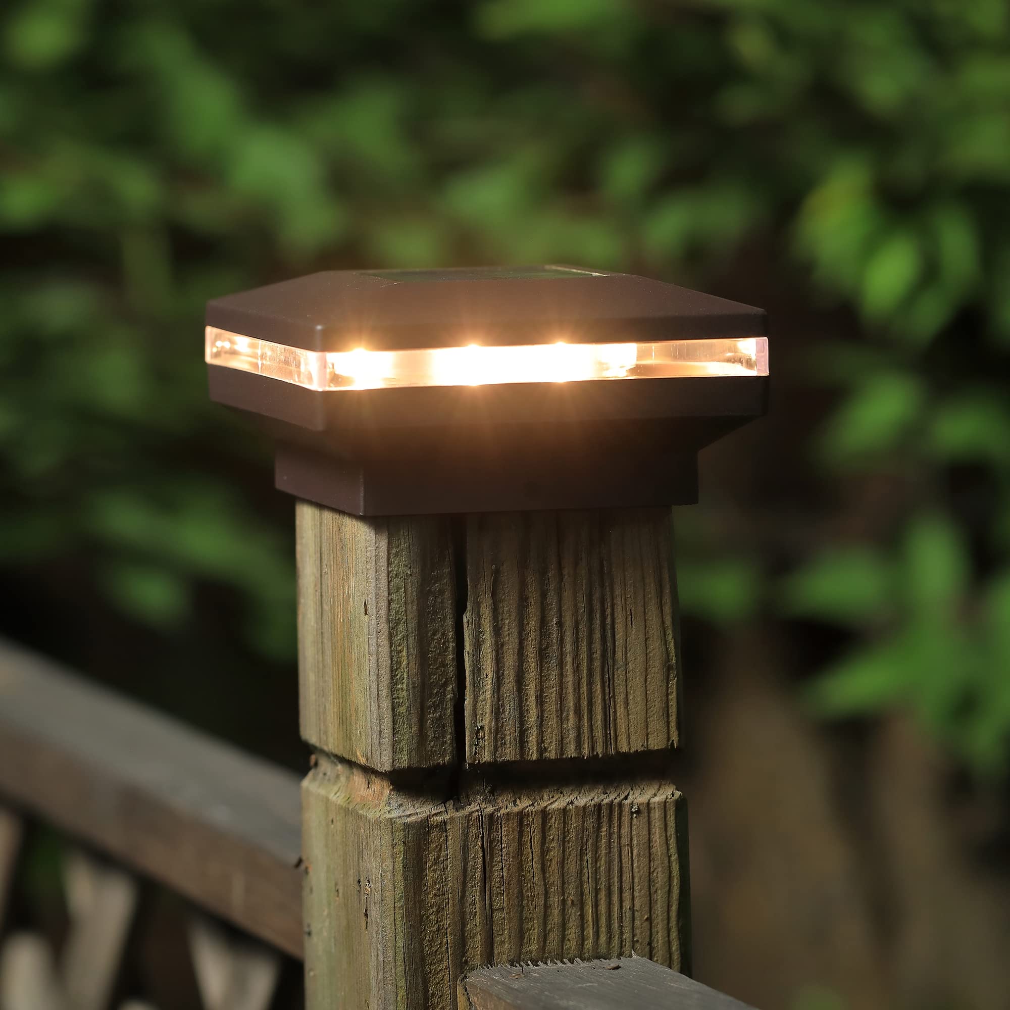 Dynaming 6 Pack Solar Post Cap Lights, Outdoor Decorative Post Solar Lights Black Shell Caps Fit 4x4 5x5 6x6 Vinyl/Wooden Posts, Brightness Warm White LED Lighting for Garden Fence Deck Patio