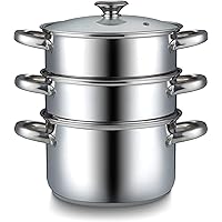 Cook N Home Stainless Steel Saucepan Double Boiler Steamer, 4Qt, Silver