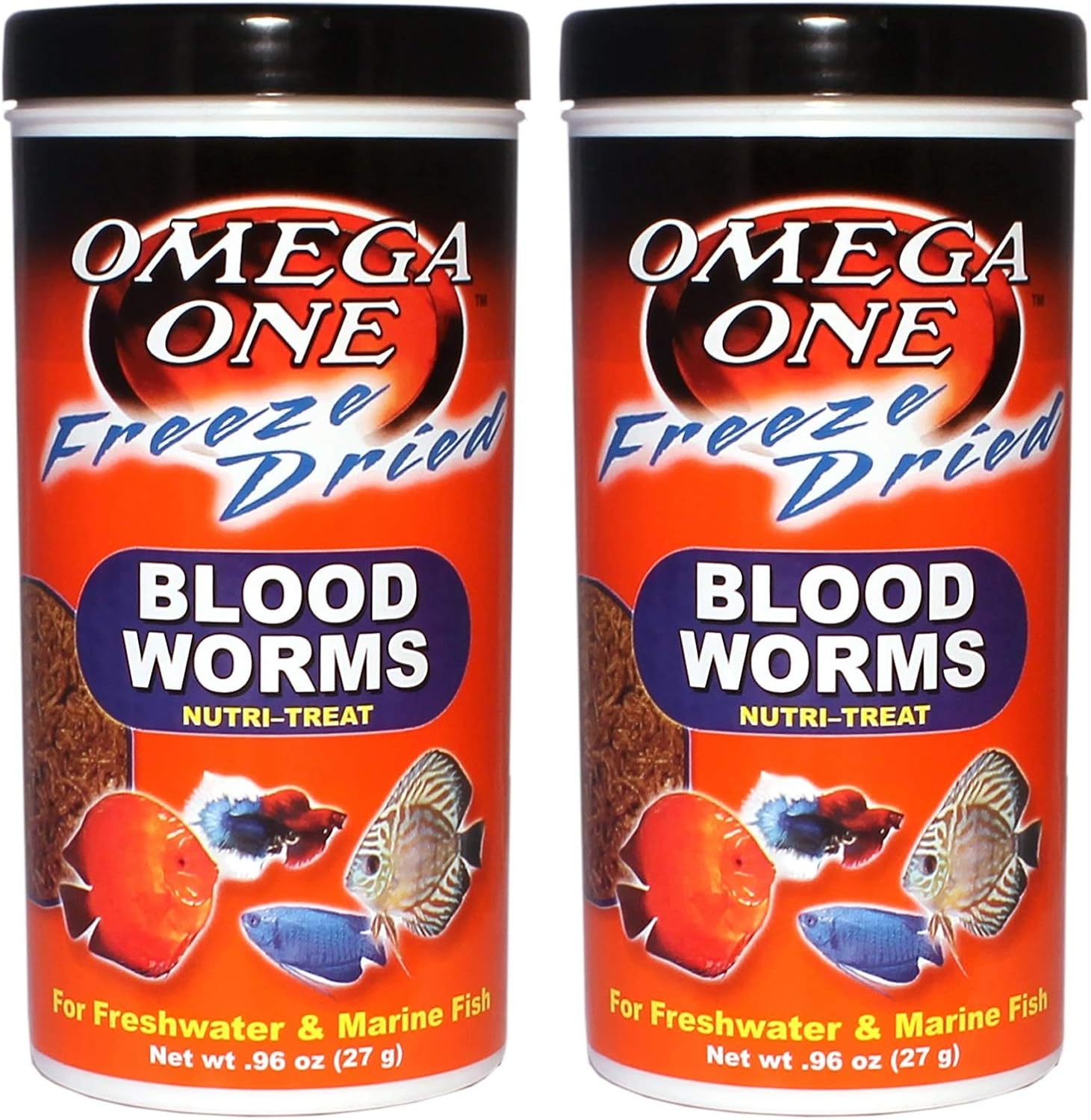 Omega One Freeze Dried Blood Worms 0.96oz 2-Pack