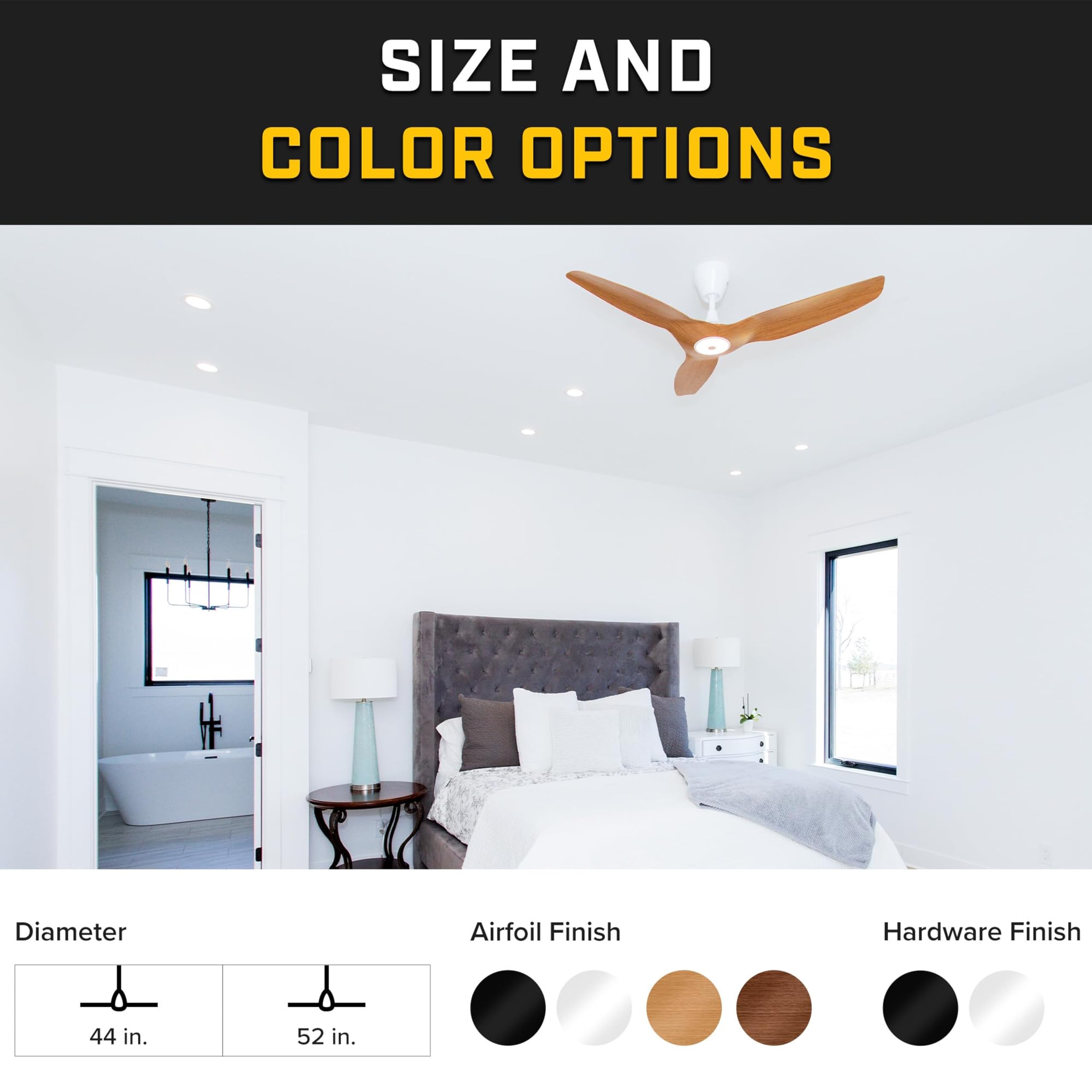 Big Ass Fans – Haiku L, Smart Ceiling Fan – Energy Efficient Cooling for Home, Bedroom, Office, Living Space, and More – 16 Lighting Settings with 7 Speed Settings – 52” - White - View 3