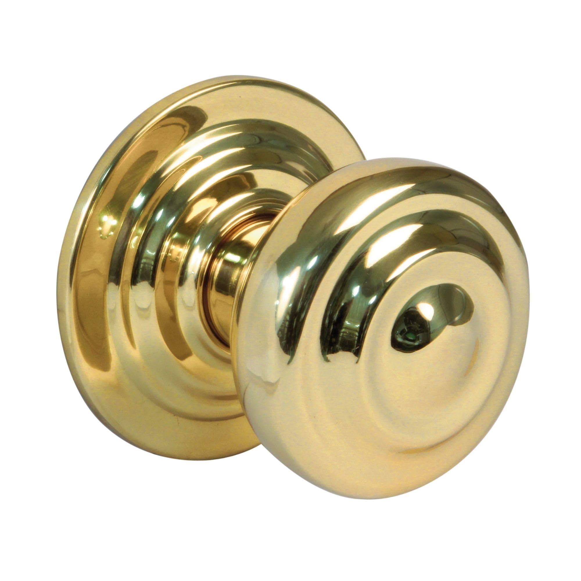 Amig - Brass Door Knob | Steel Base | Handle Diameter 70 mm | Includes Screw and Nut Fixing | Ideal for Entry Doors | Finish: Gold
