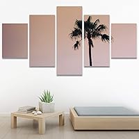 SIGNWIN 5 Panel Canvas Wall Art Multicolor Nature Neon Photography Trees Tropical for Home Decorations Ready to Hang - 60