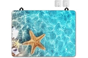 JASAKOO Stove Top Cover for Electric Stove，Starfish Seashell on Beach Extra Thick Natural Rubber Glass Top Protector, Prevents Scratching, Expands Usable Space 28.5'' x 20.5''
