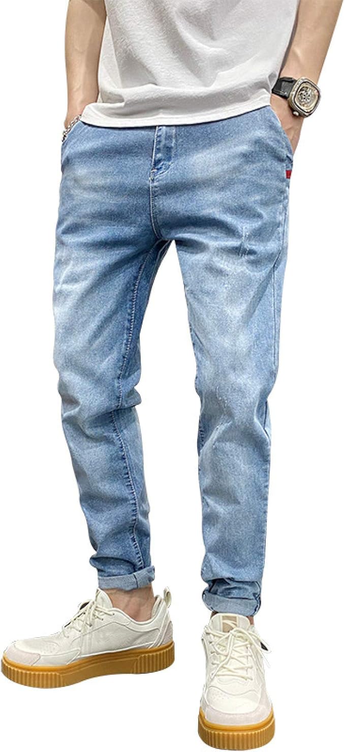 Jeans Rectos Para Hombre - Corte Regular Con Detalles Destroyed, Modelo R7998