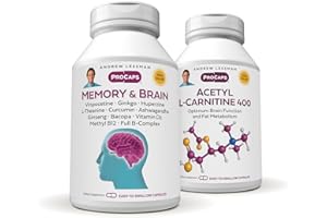 ANDREW LESSMAN Memory & Brain + Acetyl L-Carnitine Kit: 60 + 60 Capsules – Naturally Supports Brain, Memory and Mental Acuity. with Ginkgo Biloba, Bacopa, Curcumin, Ginseng, B-Complex, Vitamin D3