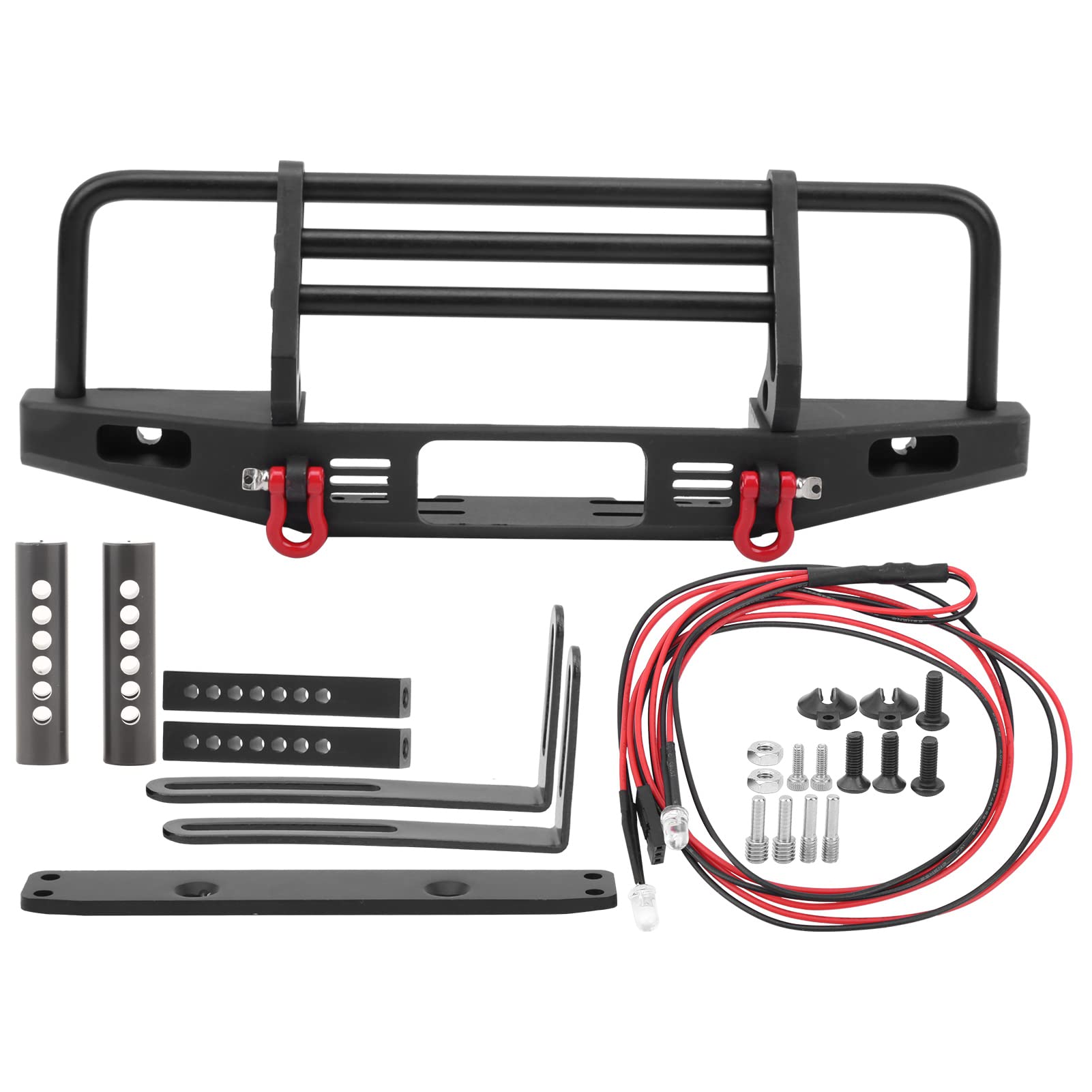 VGEBY RC Car Bumper with LED Strip, Metal Front Bumper with 2LED Round Light Fit for TRX4 SCX10 90046 1/10 RC Track (VGEBYgbxqiyvsew)