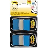 3M 680BE2 Post-It Page Flags in Dispenser, 1-Inch Size, Blue, 100 Flags/Pack