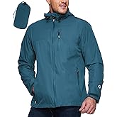 Outdoor Ventures Men's Packable Rain Jacket Waterproof Lightweight Raincoat with Hood Windproof Cycling Jackets