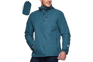 Outdoor Ventures Men's Packable Rain Jacket Waterproof Lightweight Raincoat with Hood Windproof Cycling Jackets