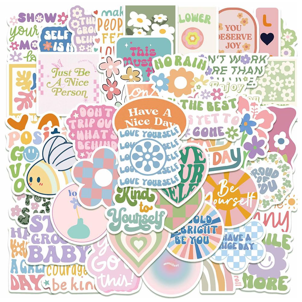 TAIOSNADJ 100 Pcs Pink Motivational Stickers for Laptop, Water Bottles, Book, Guitar, Skateboard, Suitcase - Waterproof Scrapbook Stickers