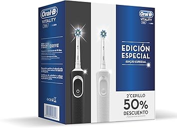 Oral-B Set Vitality Cross Action - Cepillos Electricos, Blanco/Negro, Pack de 2 unidades: Amazon.es: Salud y cuidado personal