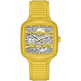 Rado - True Square - Unisex Automatic Swiss Watch - 38mm Square Yellow Rhodium Grey Dial - Yellow Rubber &amp; High-Tech Ceramic Bracelet - R27177255