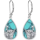 SVODEA Western Highland Cow Earrings 925 Sterling Silver Cow Earrings Cute Animal Jewelry Gifts for Women