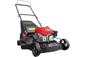AMERISUN 21" Gas Lawn Mower, 3-in-1 Gas Powered Push Mower, 144cc 4-Stroke OHV Engine, 6 Height Adjustment, Efficient Steel Deck, 1.4 Bushel Grass Catcher with Bagging, Mulching & Side Discharge