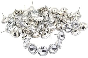 25mm Buttons Diamond Crystal Upholstery Sofa Headboard Furniture Tacks, Pack of 50, Wall Decor Crystal Head Upholstery Nails 
