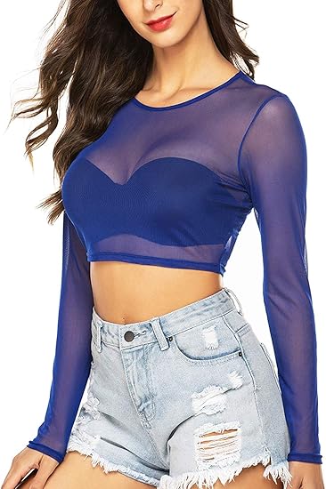 purple fishnet crop top