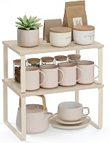 SONGMICS Spice Rack Set of 2 Expandable Shelf Organisers KCS020L01 Beige Cream