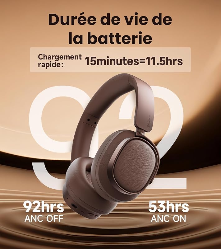 ES850NB Casque Hi-Res LDAC Anti-Bruit，Marron