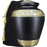 M MEILINXU Urns for Human Ashes Adult Man or Women, Cremation Urn for Ashes Adult Male or Female, Funeral Decorative for Burial, Black and Gold, Engraved Urns for Men - Large Full Size