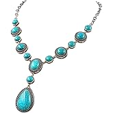 Suyi Long Pendant Turquoise Necklace for Women Bohemian Handmade Beaded Necklace Jewellery
