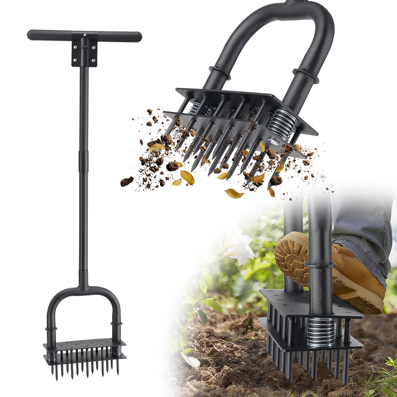 Photo 1 of Fayesioal Lawn Aerator,39 inch Long Aerator Lawn Tool,Save Labour Core Aerator with 14 Steel Spikes,Manual Push Grass Aerator for Lawn and Garden,Yard