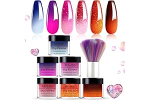 Mnk66 Color Dip Powder Set, 6 Colors Mood Changing Dip Powder Color Change, Glossy Nail Art Manicure DIY Salon Home Gift for Ladies (YYSDDPS-No.12-6PCS)