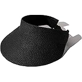 FURTALK Sun Visor Hats for Women Wide Brim Straw Visors Womens Foldable Beach Visors Summer Packable Ponytail Beach Hat