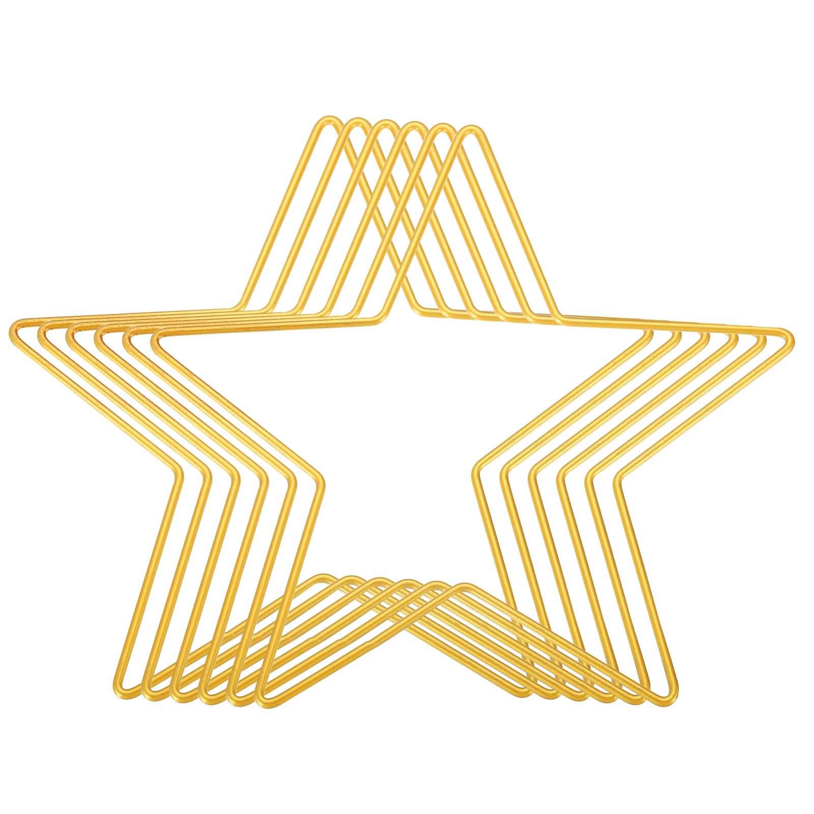 PATIKIL 7.9" Length Star Dream Catcher Rings, 6 Pcs Metal Macrame Wreath Floral Ring Hoop for Home DIY Craft Wedding Wall Hanging Decoration, Gold Tone