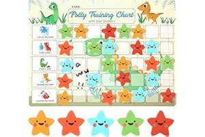 KHLEROX Potty Training Chart for Toddlers with 40 Large Reusable Magnetic Star Stickers, Interactive Reward Chart for Toilet Training (Dinosaur)