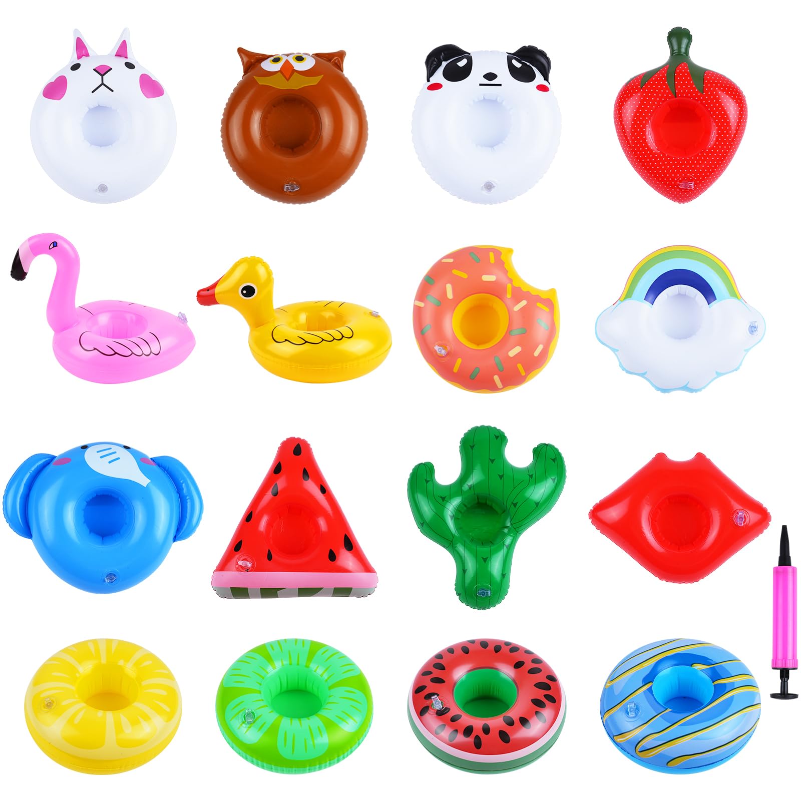 AUYAO Inflatable Drink Holders for Pool, 17 Pcs Inflatable Pool Drink Cup, Hot Tub Drinks Holder, Pool Float Pool Toys, Inflatable Cup Holder Floating Drinks Holder for Pool Vacations Beach Bathing