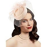 Fascinators Hats 20s 50s Hat Pillbox Hat Cocktail Tea Party Headwear with Veil for Girls and Women
