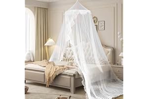 Daksha Princess Bed Canopy for Girls Room, Top and Door Trim with Lace Edges, Bed Canopy with Ruffles Fits Single, Twin, Full, and Queen Beds, Bedroom Decoration (White)